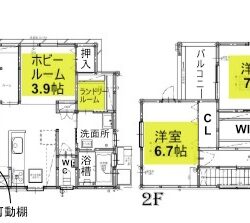 3LDK+ホビールーム＋ランドリールーム・SIC+WIC付き・土地163.14㎡（49.34坪）建物115.16㎡（34.83坪）間取