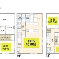 4LDK＋サンルーム・ウォークインクローゼット付き・土地90.51㎡（27.37坪）建物139.38㎡（42.16坪）間取