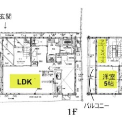 1LDK+納戸×2＋フリースペース　ＷＩＣ有間取