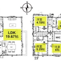 4LDK+フリースペース・シューズインクローゼット＋ウォークインクローゼット付・土地133.07㎡（40.25坪）建物105.11㎡（31.79坪）間取