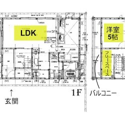 1LDK+納戸×2＋フリースペース　ＷＩＣ有間取