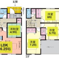 4LDK・土地122.39㎡（37.02坪）建物105.29㎡（31.85坪）間取